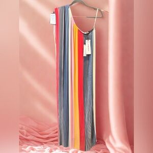 💚NWT💚 Elegant Pleated Multicolor Striped Maxi Dress